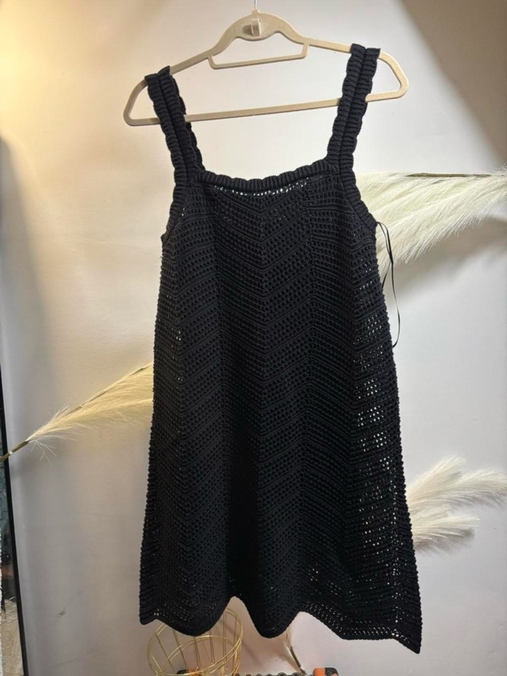 (#59) Black Crochet Sleeveless Mini Dress